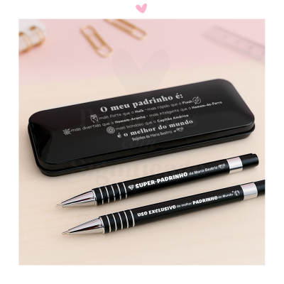 Estojo c/ caneta e lapiseira