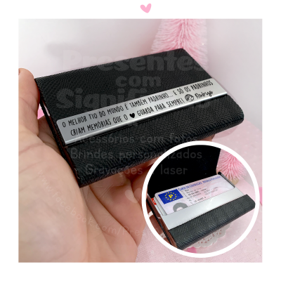 Porta-cartões em pele sintética