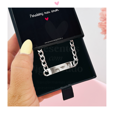 Pulseira masculina "olhar" em aço inoxidável