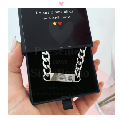 Pulseira masculina "olhar" em aço inoxidável