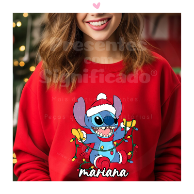 Sweatshirt de Natal - Stitch + nome