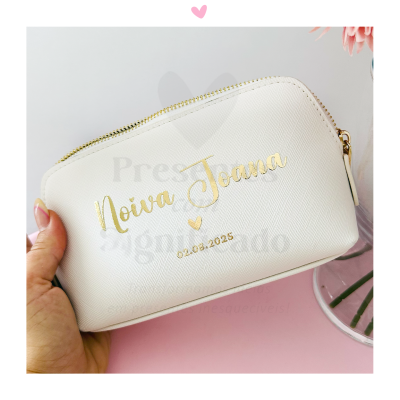Necessaire em pele sintética personalizado - Branco