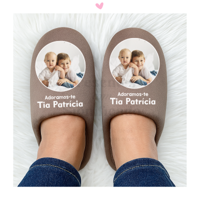 Chinelos de senhora cor taupe personalizados (sola borracha baixa)
