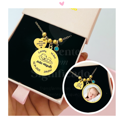 Colar com fotografia e gravação
