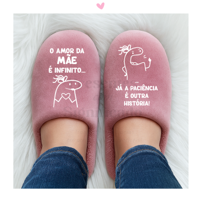 Chinelos de senhora rosa personalizados (sola borracha baixa)