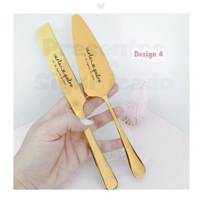Conjunto de Pá e Faca para bolo (design 4)