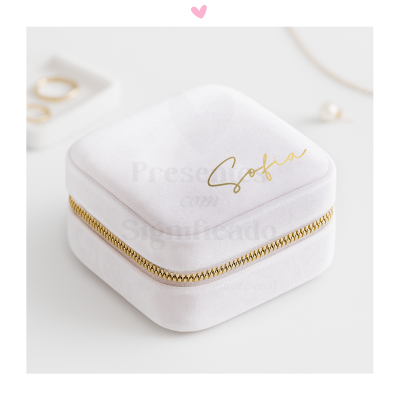 Mini Guarda-jóias veludo branco