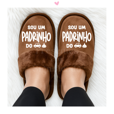 Chinelos de homem castanhos c/ barra personalizados (sola borracha)