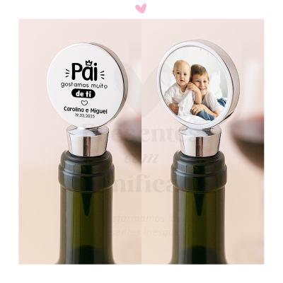 Rolha p/ garrafa em metal (frente e verso)