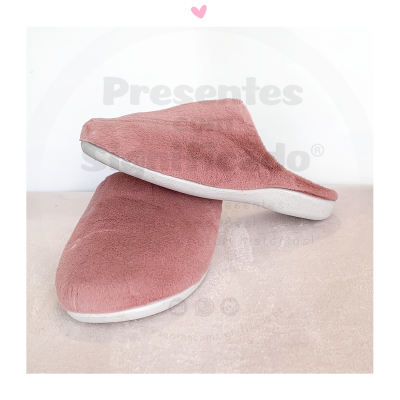 Chinelos de senhora rosa personalizados (sola borracha baixa)