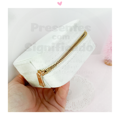 Mini Guarda-jóias veludo branco