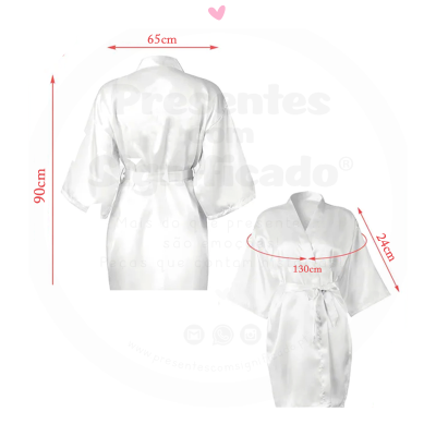 Robe acetinado personalizado - branco pérola