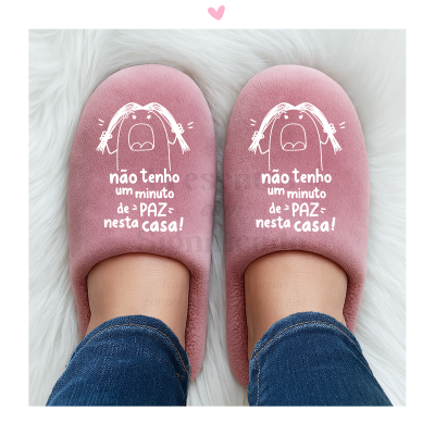Chinelos de senhora rosa personalizados (sola borracha baixa)