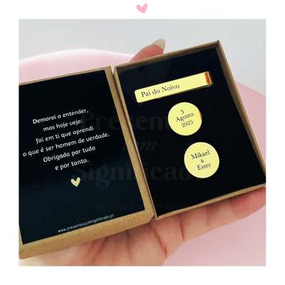 Botões de punho e/ou prendedor de gravata em aço (dourado)