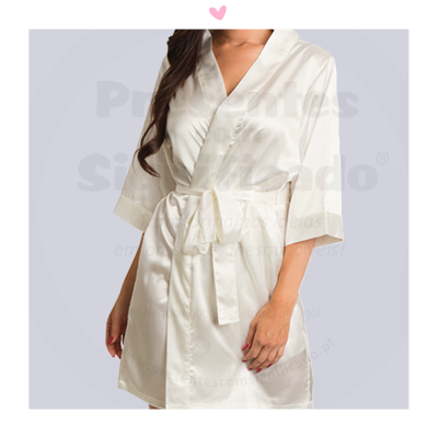 Robe acetinado personalizado - branco pérola