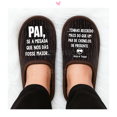 Chinelos de homem castanho escuro personalizados (sola borracha)