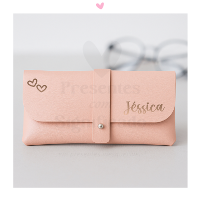 Estojo para óculos rosa salmão