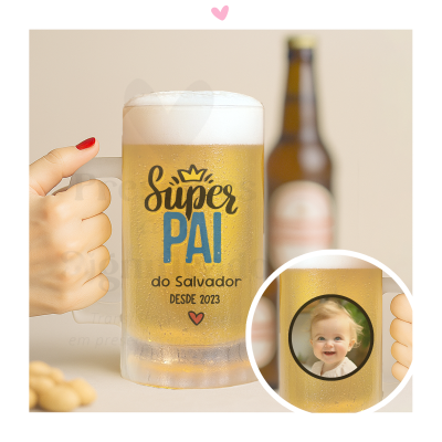 Caneca de cerveja c/ foto - Super Pai do/a...