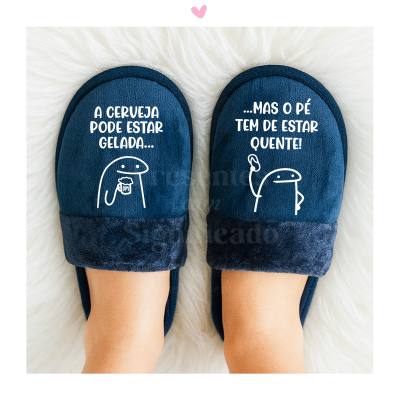 Chinelos de homem azul escuro personalizados (sola borracha)
