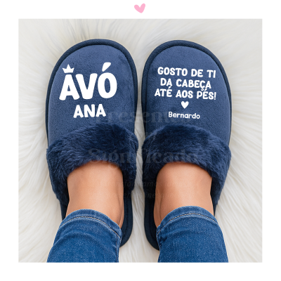Chinelos de mulher azul escuro personalizados (sola EVA/espuma)
