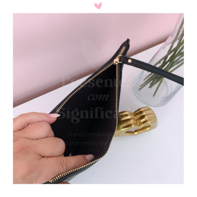Pochete em pele sintética personalizada - Preta