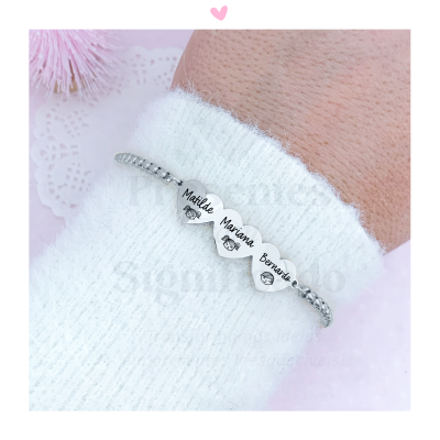 Pulseira aço coração (3) mini