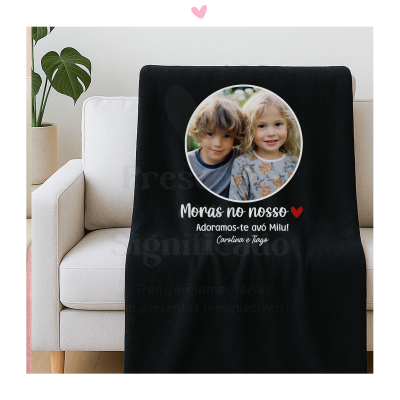 Manta polar personalizada (preta)