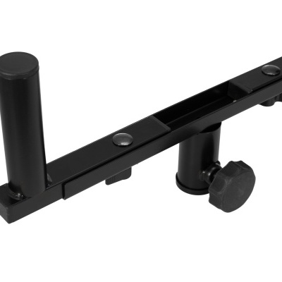 Suporte metálico preto com botões e parafuso de aperto manual