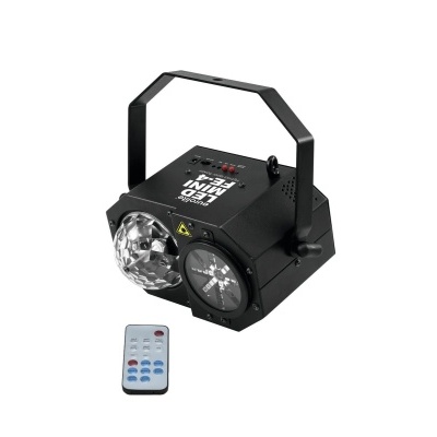 Dispositivo de iluminação LED com lentes e telecomando branco com botões coloridos