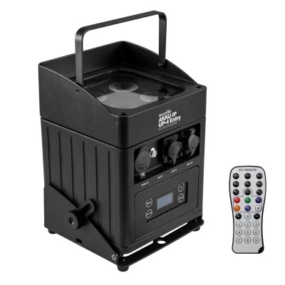 Projeção de luz profissional preta com botões e ecrã digital e comando remoto