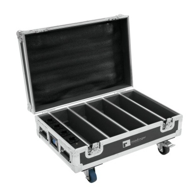 ROADINGER Flightcase 4x AKKU BAR-6 Glow QCL Flex QuickDMX with charging function