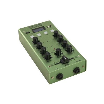 Dispositivo eletrónico verde com botões e ecrã digital