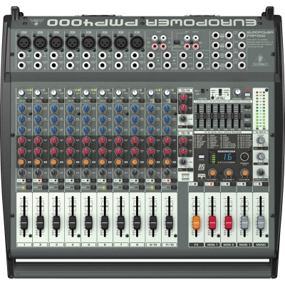 Behringer Europower PMP4000 1600-Watt 16-Channel Powered Mixer with Multi-FX Processor and FBQ Feedback Detection System