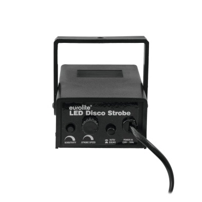 Dispositivo de iluminação LED disco strobe preto com botões e cabo