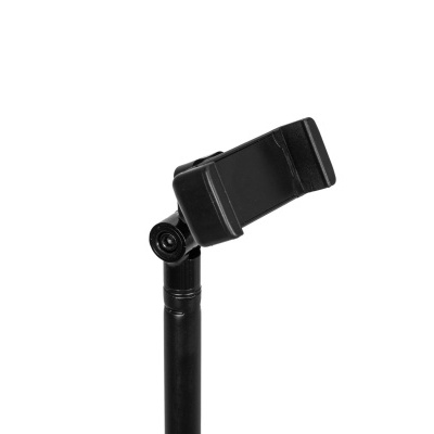 Suporte para telemóvel preto com base de haste ajustável