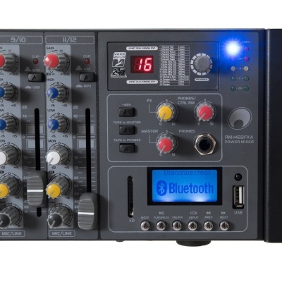OMNITRONIC RM-1422FXA USB Rack Power Mixer