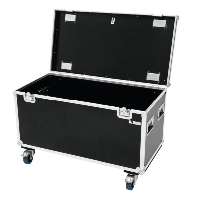 Mala preta grande com estrutura metálica e rodas abertas