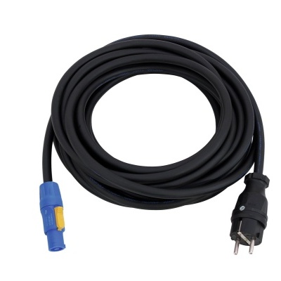 Cabo elétrico preto com ficha azul e preta