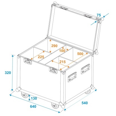 ROADINGER Flightcase 4x LED IP PAR 7x8W QCL/7x9W SCL with wheels