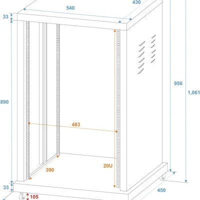 ROADINGER Steel Rack SR-19, 20U
