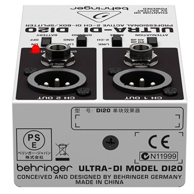 Pedal Behringer Ultra-DI DI20 branco com entrada e saída XLR