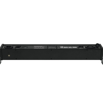 Barra de luz LED preta com conectores e texto LED BAR6 G01 RGBA