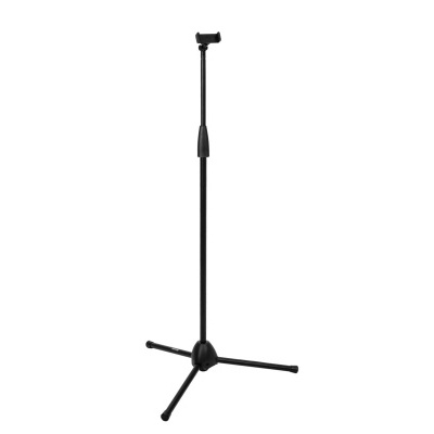 Suporte de microfone preto com tripé e ajuste de altura