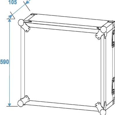 Desenho técnico de estrutura retangular com medidas 105 e 590