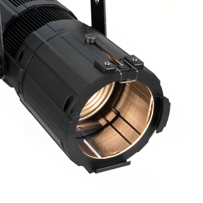 Refletor teatral preto com interior dourado e visor ajustável