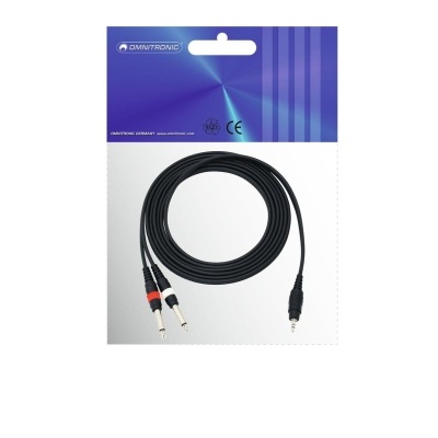 OMNITRONIC Adaptercable 3.5 Jack/2xJack 3m bk