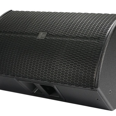 Altifalante profissional preto com grade metálica