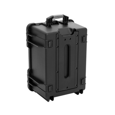 Mala rígida preta com alça e rodas