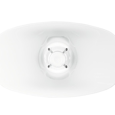 prato oval branco em porcelana com suporte circular no centro