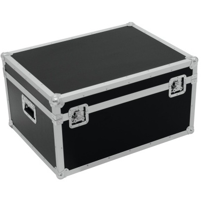 Caixa preta com armação metálica e cantos reforçados